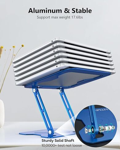 NTMY Adjustable Laptop Stand for Desk,Foldable Laptop Stand,Ergonomic Laptop Riser for MacBook Air Pro, Dell XPS, Acer,Lenovo,HP(10-16'')-Glacier Blue in Kuwait