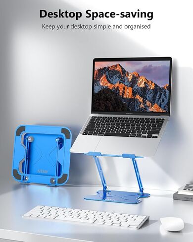 NTMY Adjustable Laptop Stand for Desk,Foldable Laptop Stand,Ergonomic Laptop Riser for MacBook Air Pro, Dell XPS, Acer,Lenovo,HP(10-16'')-Glacier Blue in Kuwait