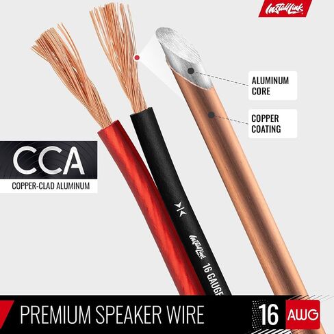 Install Link 16 AWG Gauge Speaker Wire, 100 Feet (CCA) + 12 Banana Plugs in Kuwait
