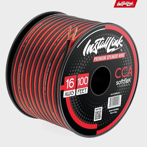 Install Link 16 AWG Gauge Speaker Wire, 100 Feet (CCA) + 12 Banana Plugs in Kuwait