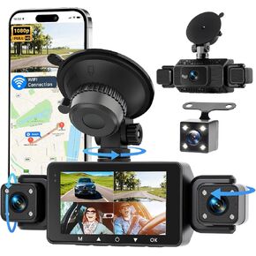 Hodozzy 4 Channel Dash Cam 360° View Front and Inside Rear, 3 Inch 1080P Full HD Dash Camera for Car with 5G WiFi & App, Night Vision, Parking Mode, G-Sensor, Loop Recording in Kuwait