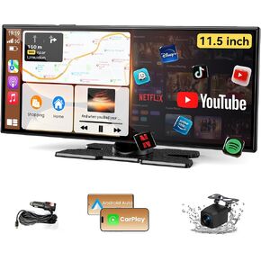 11.5 '' Wireless CarPlay Screen for Car, A-pple CarPlay & Android Auto HD Touchscreen/1080P Backup Camera/Navigation/Bluetooth/Voice Control/FM/Mirror Link,for All Vehicles in Kuwait
