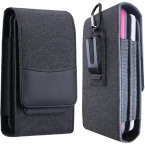 One Case Two Phones, Dual Phone Holster Pouch with Belt Clip, Hook and Loop Closure for iPhone 17 16 15 14 13 12 Pro Max, Moto G15,Edge 50,Galaxy Note 20 Ultra, S25 Ultra S24+A56-Black in Kuwait