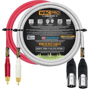 2.5 Foot RCA to XLR (Male) Cable Pair - WBC-PRO-LOCAP Low-Capacitance (14pF/ft) 22 AWG Ultra-Silent Audiophile & Pro-Grade Audio Interconnect Cable - Amphenol Plugs & Red & Silver Tweed Jackets in Kuwait