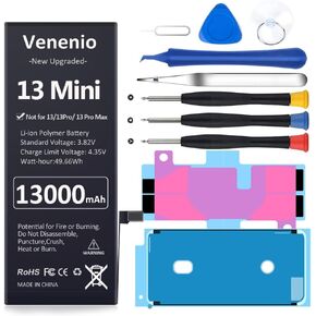 [13000mAh] Battery for iPhone 13 Mini, 2026 New Upgrade High Capacity Replacement Battery for iPhone 13 Mini Models A2628 A2481 A2626 A2629 A2630 with Professional Replacement Tool Kits in Kuwait