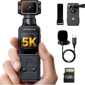 5K Body Camera with Audio, 270° Rotating Lens, External Mic, and EIS Stabilization – 4K/60FPS Z14 Vlogging Camera for Daily Recording and Personal Record (128GB) in Kuwait