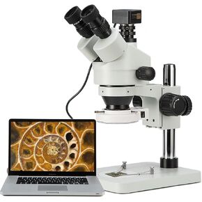 SWIFT 3.5X-90X Trinocular Stereo Zoom Microscope with 20MP Microscope Camera,56-Bulb LED,0.7X-4.5X Zoom Objective, 0.5X 2.0X Additional Objectives,Table Pillar Stand in Kuwait