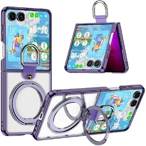 Clear Z Flip 8 Case with Ring 360 Kickstand Hinge Protection for Samsung Flip 8 Case Protective Cover for Galaxy Z Flip 8 5G (2026) - Clear in Kuwait