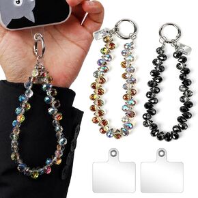 2PCS Droplet Crystals Beaded Phone Wrist Strap, Cellphone Lanyard Chain, Phone Charm Chain Keychain Beaded Cellphone Lanyard for Women in Kuwait