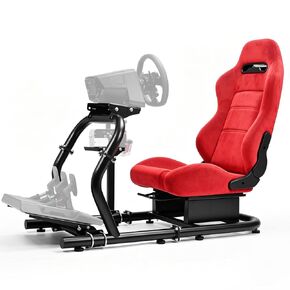 Minneer 50MM Adjustable Racing Cockpit with Red Suede Seat Fit for Logitech G29 G920 G923, for Thrustmaster, for Fanatec Adjustable Racing Wheel Stand, Gaming Race Cockpit Without Steering Wheel Pedal Shifter in Kuwait