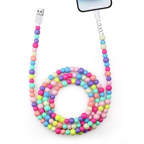 Aolcev for iPhone Charging Cord 66W Fast Charger Cable 3.3FT MFi Certified Cute Star Beaded Phone Charger Cord Pearl USB A Charging Cable for iPhone 14 13 12 11 Pro Max Plus for iPad Pro Love Colorful in Kuwait