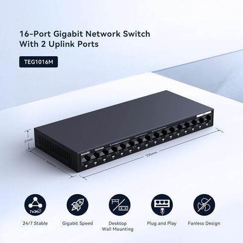 Tenda 16 Port Gigabit Switch, Unmanaged Ethernet Switch in Saudi Arabia