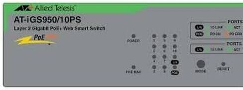Allied Telesis AT-IGS950/10PS WebSmart 8-Port Gigabit PoE+ Switch with 2 SFP Uplinks, 130W Budget, Fanless in Saudi Arabia