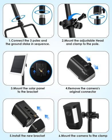 Ground Stake Mount Stand with Solar Panel Bracket, 2 Pack Universal Camera Holder Compatible with Ring, Blink, Arlo, Eufy, Wyze, Google Nest, Simplisafe, for Outdoor Cameras & Solar Panels in Saudi Arabia