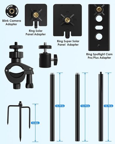 Ground Stake Mount Stand with Solar Panel Bracket, 2 Pack Universal Camera Holder Compatible with Ring, Blink, Arlo, Eufy, Wyze, Google Nest, Simplisafe, for Outdoor Cameras & Solar Panels in Saudi Arabia