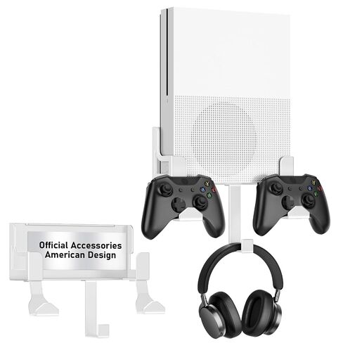 Wall Mount for Xbox One S, Metal Wall Mount Holder for Xbox One S with Detachable 2 Controller Holder & Headphone Hanger in Kuwait