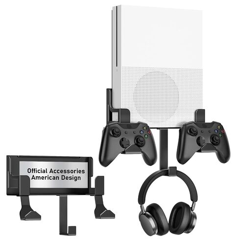 Wall Mount for Xbox One S, Metal Wall Mount Holder for Xbox One S with Detachable 2 Controller Holder & Headphone Hanger in Kuwait