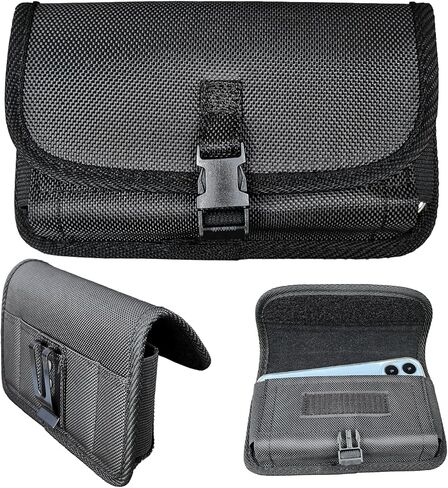 Heavy Duty Phone Holster for Men, Belt Clip Tactical Phone Holder, Nylon Cell Phone Pouch with Buckle and Hook/Loop Closure, Universal Fit for iPhone 17 16 15 14 Pro Max Plus, Galaxy S26 S25 Ultra in Kuwait