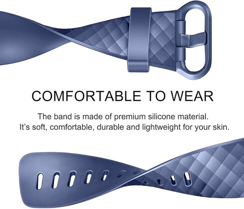 PACK 3 Silicone Bands for Fitbit Charge 4 / Fitbit Charge 3 / Charge 3 SE Replacement Wristbands for Women Men Small Large(Without Tracker) (Large: for 7.1"-8.7" wrists, Black+Navy Blue+Slate Grey) in Kuwait