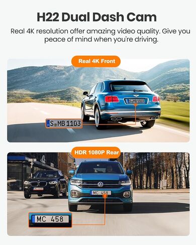 4K Dash Cam Front and Rear, Built-in WiFi GPS, 3" IPS Screen, HDR Night Vision Dash Camera for Cars, G-Sensor App Control, Emergency Lock, Accident Record, Parking Mode, Support 512GB Max in Kuwait