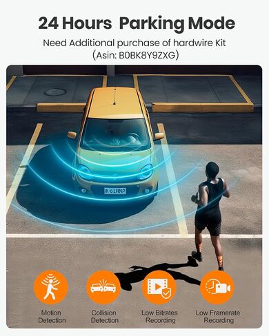 4K Dash Cam Front and Rear, Built-in WiFi GPS, 3" IPS Screen, HDR Night Vision Dash Camera for Cars, G-Sensor App Control, Emergency Lock, Accident Record, Parking Mode, Support 512GB Max in Kuwait