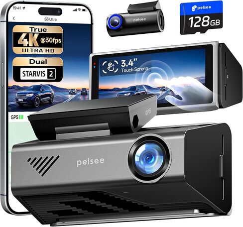 Pelsee S3 Ultra True 4K+2.5K Dash Cam Front and Rear,Dual Starvis 2 Sensor in Saudi Arabia