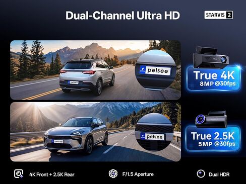 Pelsee S3 Ultra True 4K+2.5K Dash Cam Front and Rear,Dual Starvis 2 Sensor in Saudi Arabia
