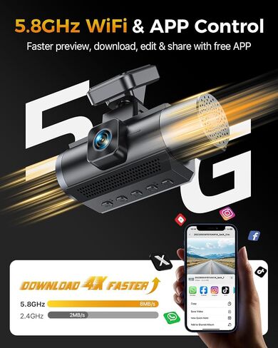 GKU 4K 3 Channel Dash Cam Front and Rear Inside, 3" IPS Screen in Kuwait
