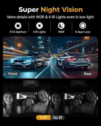 GKU 4K 3 Channel Dash Cam Front and Rear Inside, 3" IPS Screen in Kuwait