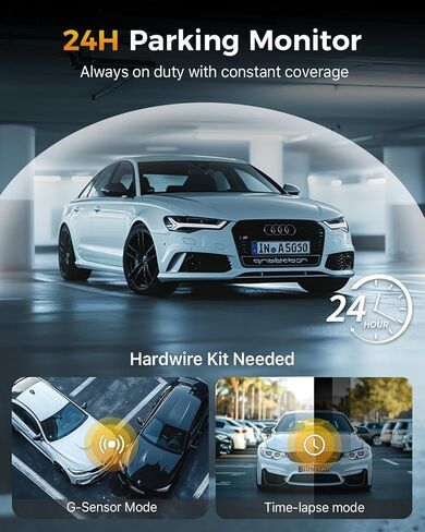 GKU 4K 3 Channel Dash Cam Front and Rear Inside, 3" IPS Screen in Kuwait