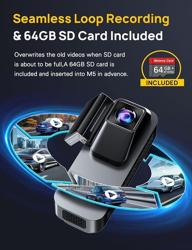 Anyski 3 Channel 4K Dash Cam Front and Rear Inside, Built-in 5G WiFi, 4K+1080P+1080P Dash Camera for Cars with 64GB Card, Dashcam with Loop Recording, G-Sensor, 24H Parking Monitor, Silver in Kuwait