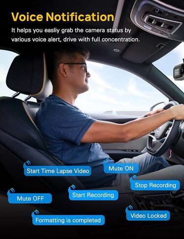 Anyski 3 Channel 4K Dash Cam Front and Rear Inside, Built-in 5G WiFi, 4K+1080P+1080P Dash Camera for Cars with 64GB Card, Dashcam with Loop Recording, G-Sensor, 24H Parking Monitor, Silver in Kuwait