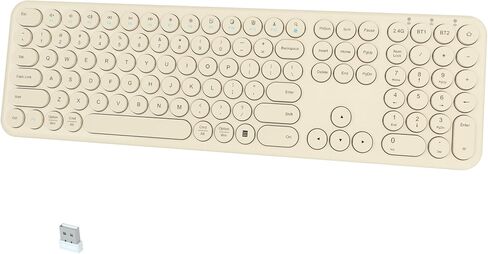 Quiet Wireless Keyboard, Round Keycaps, Low Profile Slim Design (Khaki) in Kuwait