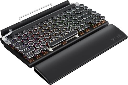 7KEYS Typewriter Keyboard Wireless Retro Style, Vintage Classical Mechanical Keyboard with Bluetooth for IPAD PC/Laptop Mac/Phone (Wood+Wrist) in Kuwait