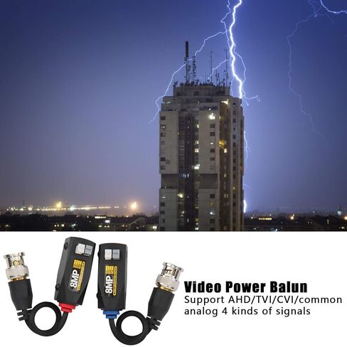 6Pcs Video Power Balun, HD Video Power Balun for CVI TVI AHD CVBS, 8MP Anti Thunder Transceiver with Twisted Pair Transmission up to 400M for CCTV Security Systems in Kuwait