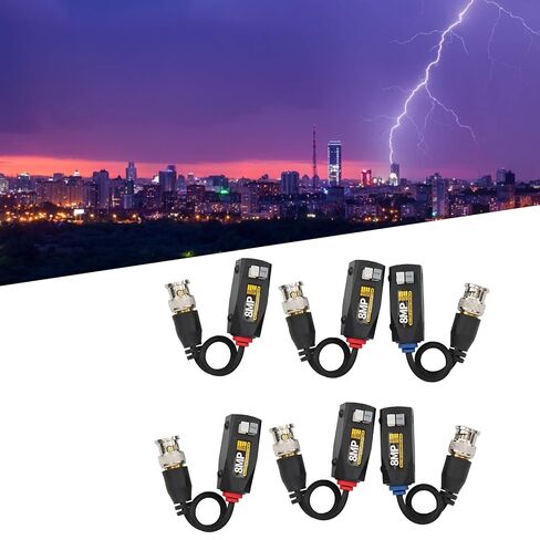 6Pcs Video Power Balun, HD Video Power Balun for CVI TVI AHD CVBS, 8MP Anti Thunder Transceiver with Twisted Pair Transmission up to 400M for CCTV Security Systems in Kuwait
