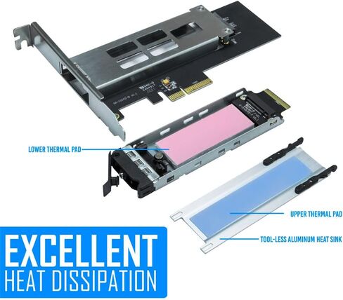 Kingwin M.2 Nvme SSD to PCIe 3.0/4.0 Removable SSD Mobile Rack for PCIe Expansion Slot Tool-Less Installation and Triangle Key Lock in Kuwait