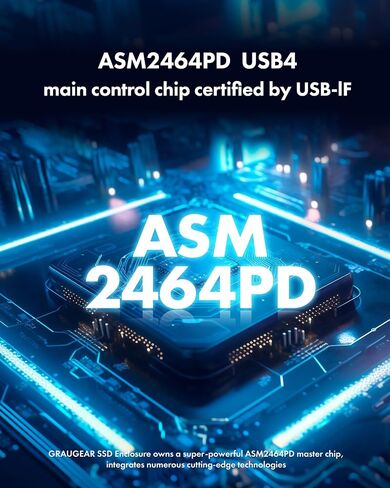 GRAUGEAR USB4 M.2 SSD Enclosure, 40Gbps NVMe SSD Enclosure with Built-in Cooling Fan and Dual-Pipe Heatsink Aluminum Case, Thunderbolt 4/3, ASM2464PD Chip in Kuwait