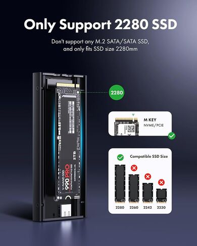 GRAUGEAR USB4 M.2 SSD Enclosure, 40Gbps NVMe SSD Enclosure with Built-in Cooling Fan and Dual-Pipe Heatsink Aluminum Case, Thunderbolt 4/3, ASM2464PD Chip in Kuwait