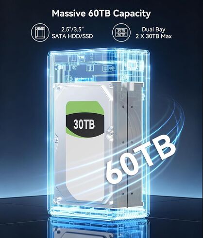 VANGREE Dual Bay RAID Hard Drive Enclosure for 2.5"/3.5" SATA HDD/SSD in Kuwait