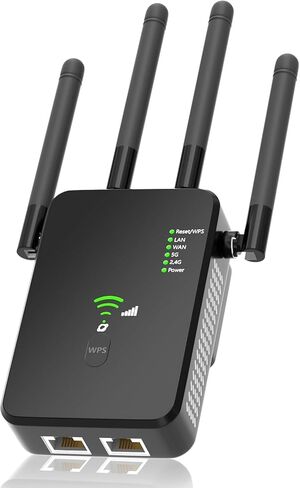 WiFi Extender Signal Booster for Home, Dual Band 5GHz&2.4GHz, Covers Up to 12880 Sq.ft 100 Devices, 1200Mbps Home Signal Booster w/Ethernet Port and 4 Antennas in Kuwait