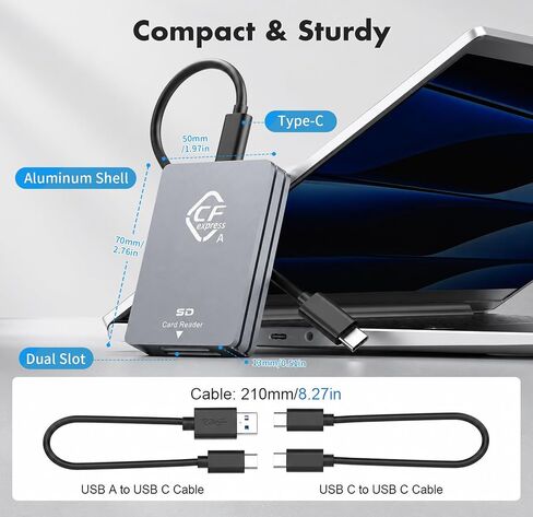CFexpress Type A & SD Dual-Slot Card Reader, 10Gbps USB 3.2 Gen 2 Adapter in Kuwait