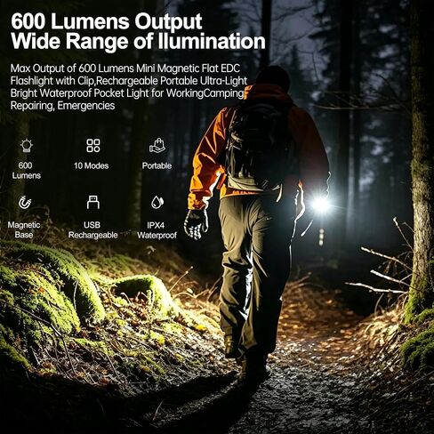 2Pack Aluminum Rechargeable Pocket EDC Flashlight with Magnetic Base in Kuwait