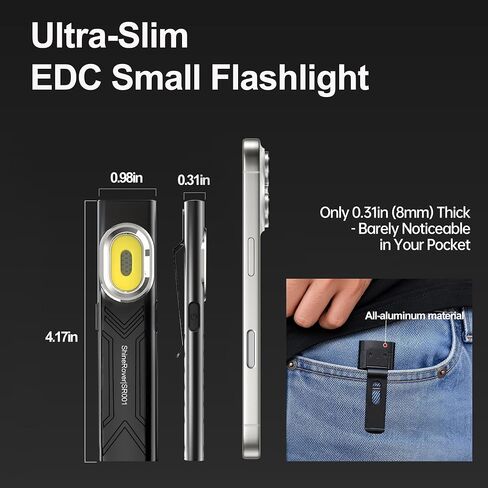 2Pack Aluminum Rechargeable Pocket EDC Flashlight with Magnetic Base in Kuwait