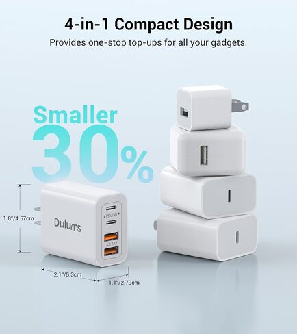 2-Pack 40W USB C Charger Cube, 4-Port PD+QC Fast Charging Block with 3/6/10/10FT USB C Cables, Multiport Type C Power Adapter for iPhone 17/16/15/14/13 Pro Max, Samsung S26/S25/S24 Ultra,Tablets in Kuwait