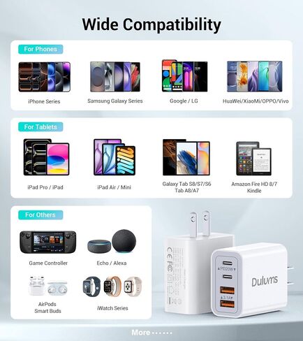 2-Pack 40W USB C Charger Cube, 4-Port PD+QC Fast Charging Block with 3/6/10/10FT USB C Cables, Multiport Type C Power Adapter for iPhone 17/16/15/14/13 Pro Max, Samsung S26/S25/S24 Ultra,Tablets in Kuwait