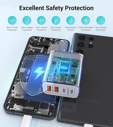 2-Pack 40W USB C Charger Cube, 4-Port PD+QC Fast Charging Block with 3/6/10/10FT USB C Cables, Multiport Type C Power Adapter for iPhone 17/16/15/14/13 Pro Max, Samsung S26/S25/S24 Ultra,Tablets in Kuwait
