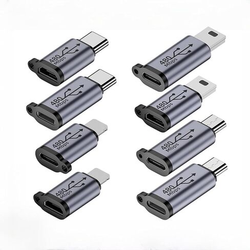 8Pack USB Adapter Kit,USB C/Lighting to Micro USB in Kuwait