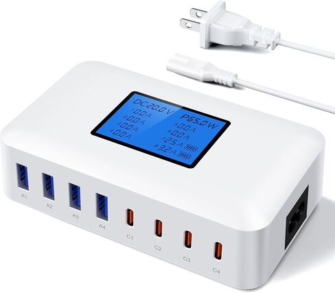 200W USB Charging Station, RENGOGA 8 Port USB Charger Hub GaN Desktop Fast Charger for Multiple Devices, LCD Display Multi USB C Block Charger for MacBook iPhone 16 15 14 13 Pixel Samsung Galaxy iPad in Saudi Arabia