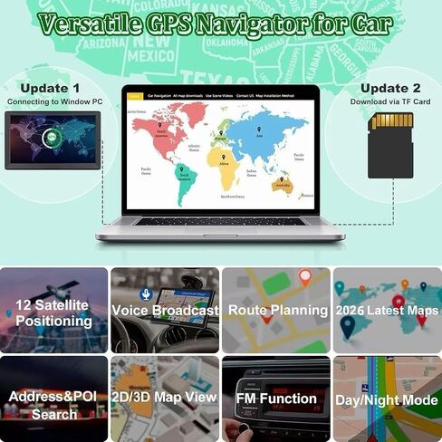 GPS Navigation System 7 Inches Touchscreen Navigator with 2026 US/CA Maps in Kuwait